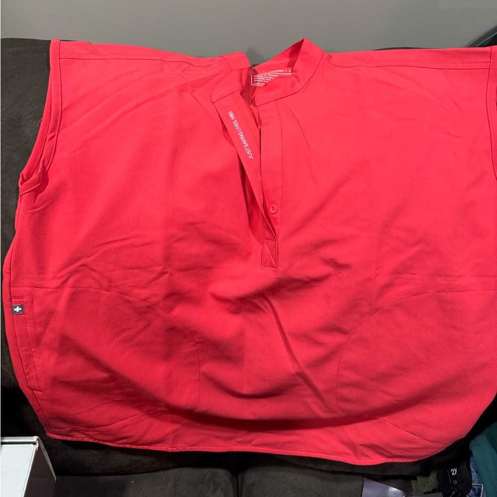 Figs Bold Red Medical Top